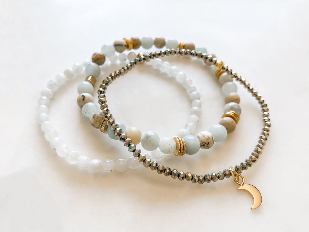 Aquamarine Bracelet Set - The Pretty Eclectic