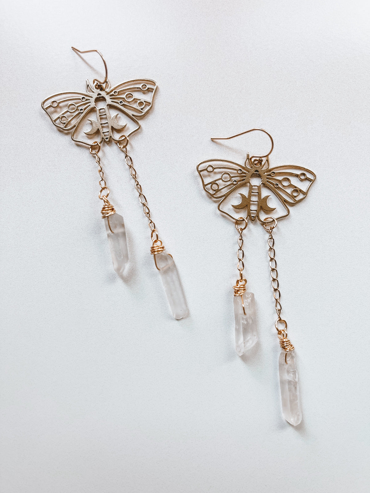 Moth Quartz Earrings