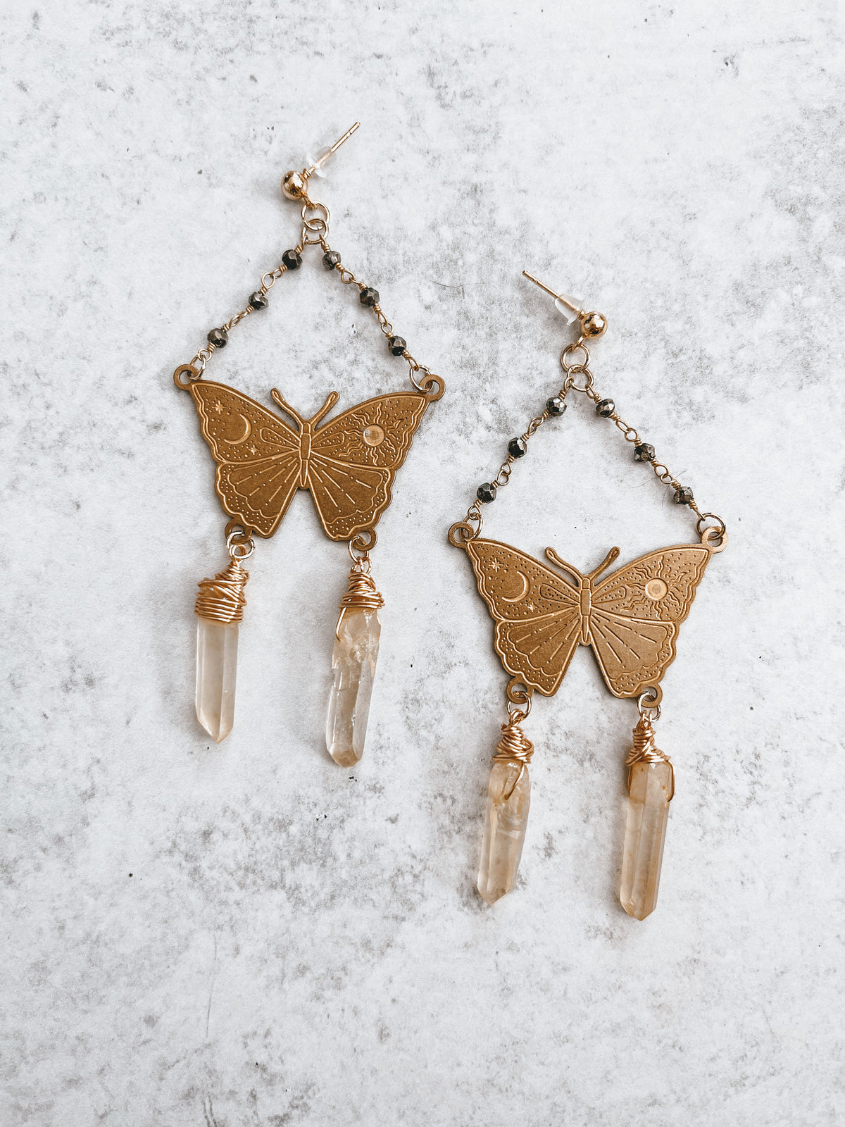 Celestial Butterfly Quartz Earrings