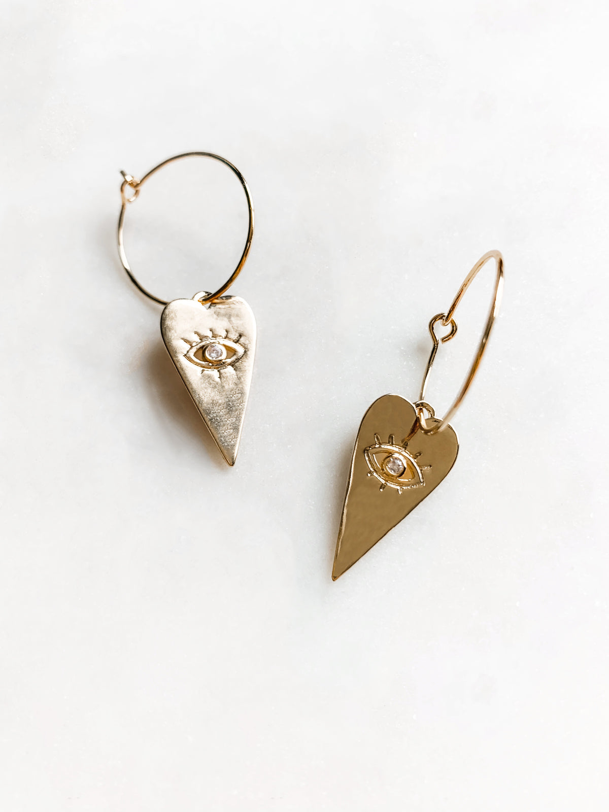 Evil Eye Heart Hoops
