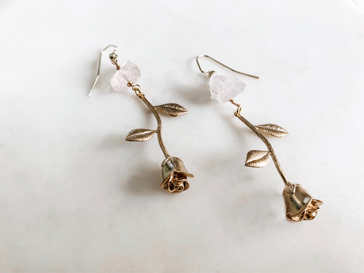 Gilded Rose - Quartz Earrings - The Pretty Eclectic