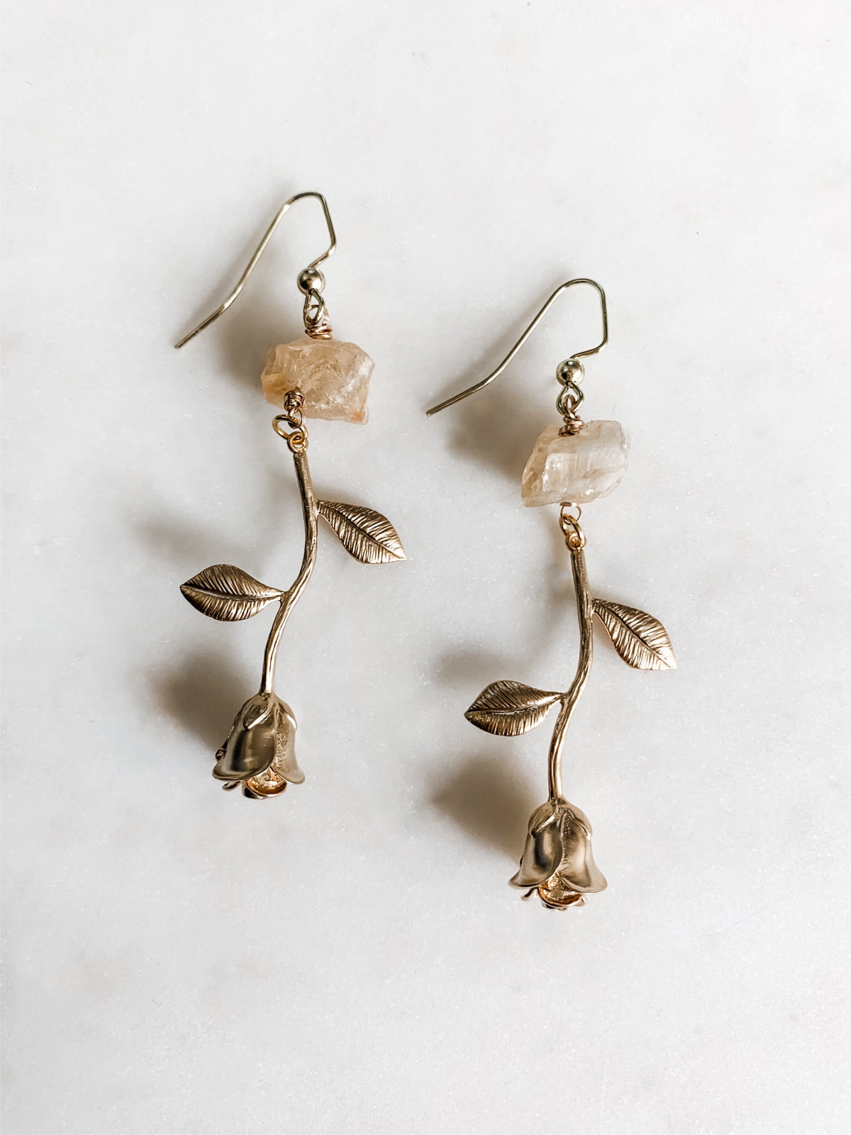 Gilded Rose - Quartz Earrings - The Pretty Eclectic