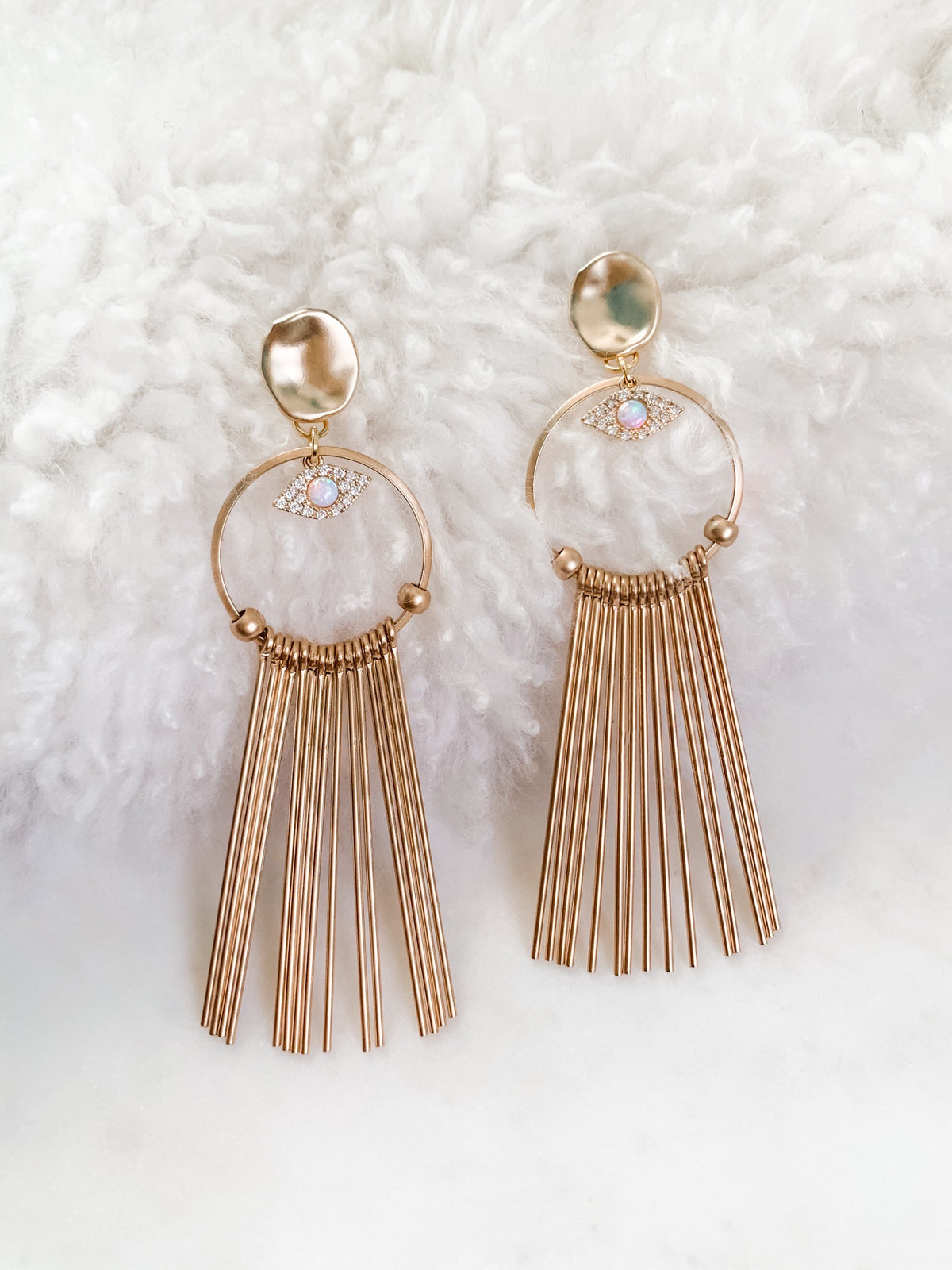 Soteria - Evil Eye Opal Earrings - The Pretty Eclectic