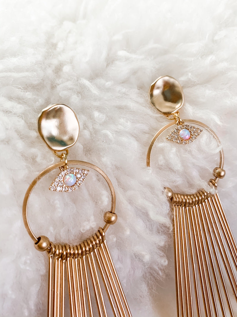 Soteria - Evil Eye Opal Earrings - The Pretty Eclectic