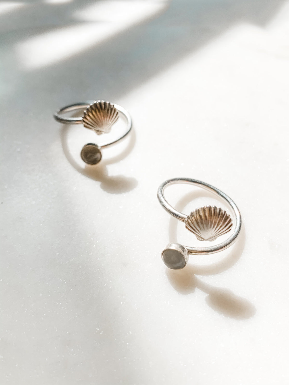 Galene - Seashell Moonstone Ring - The Pretty Eclectic