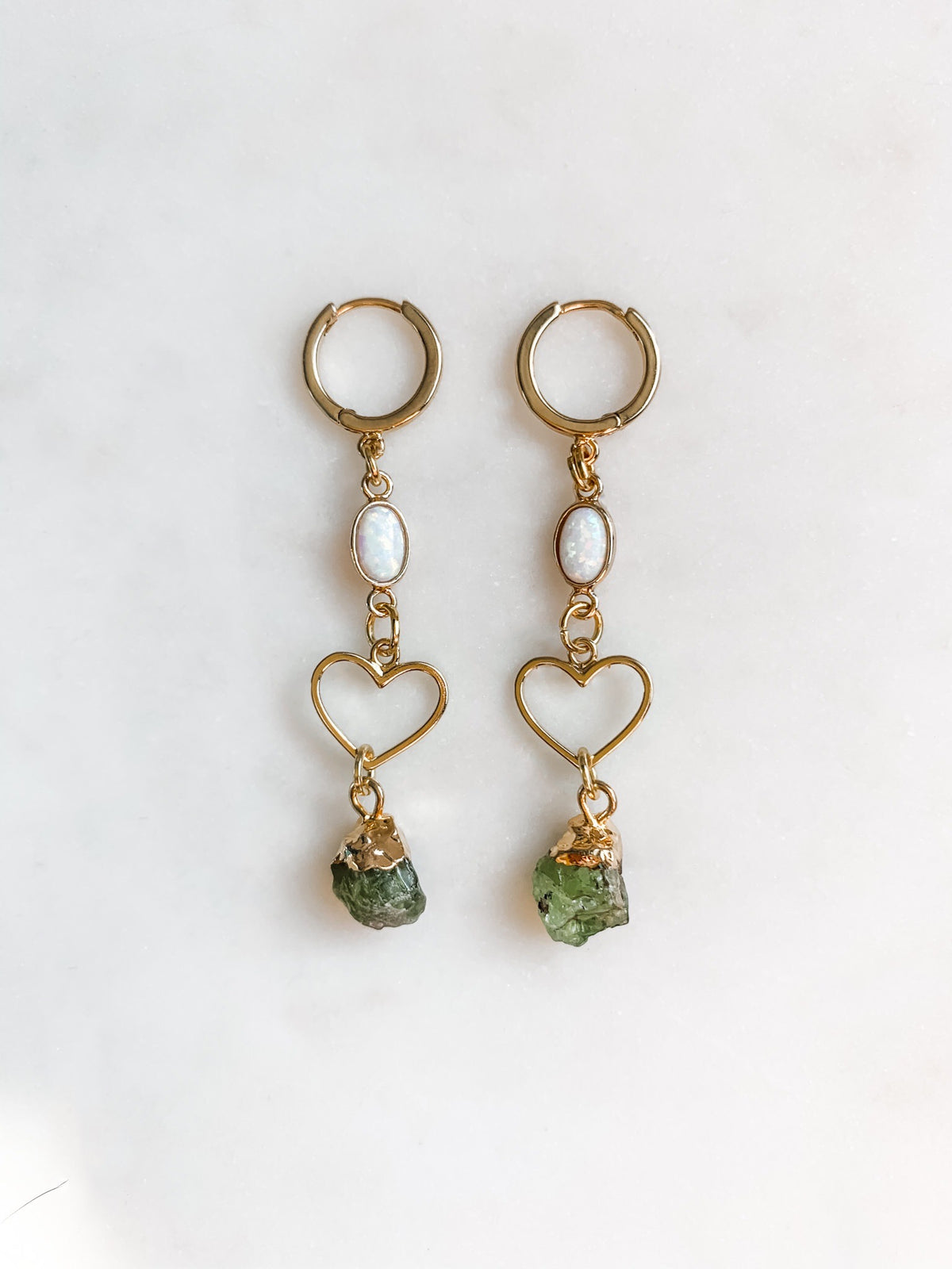I Heart U - Opal and Stone Earrings - The Pretty Eclectic