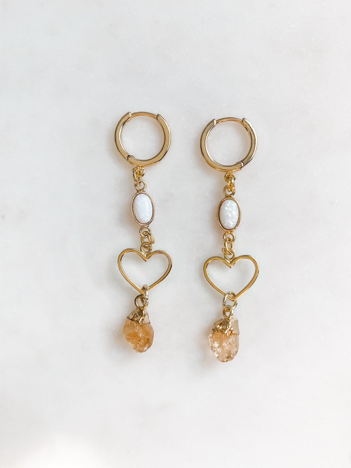 I Heart U - Opal and Stone Earrings - The Pretty Eclectic