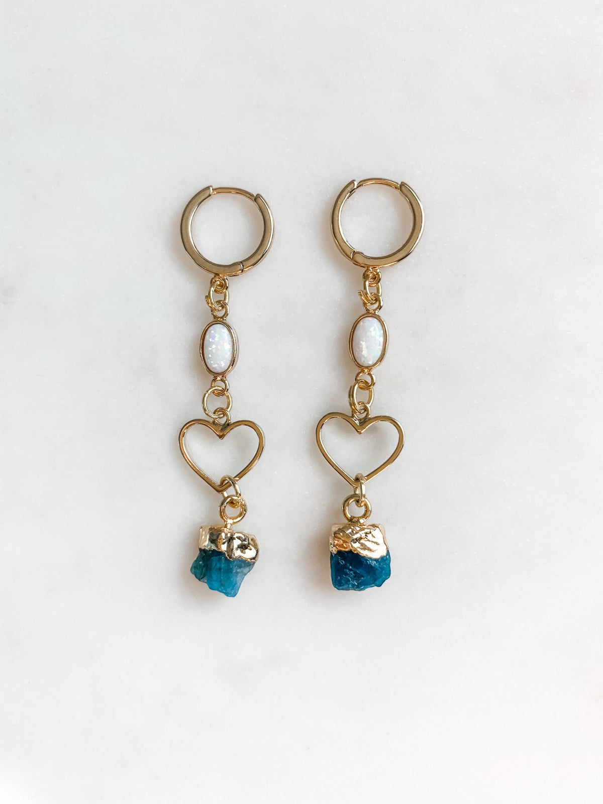 I Heart U - Opal and Stone Earrings - The Pretty Eclectic