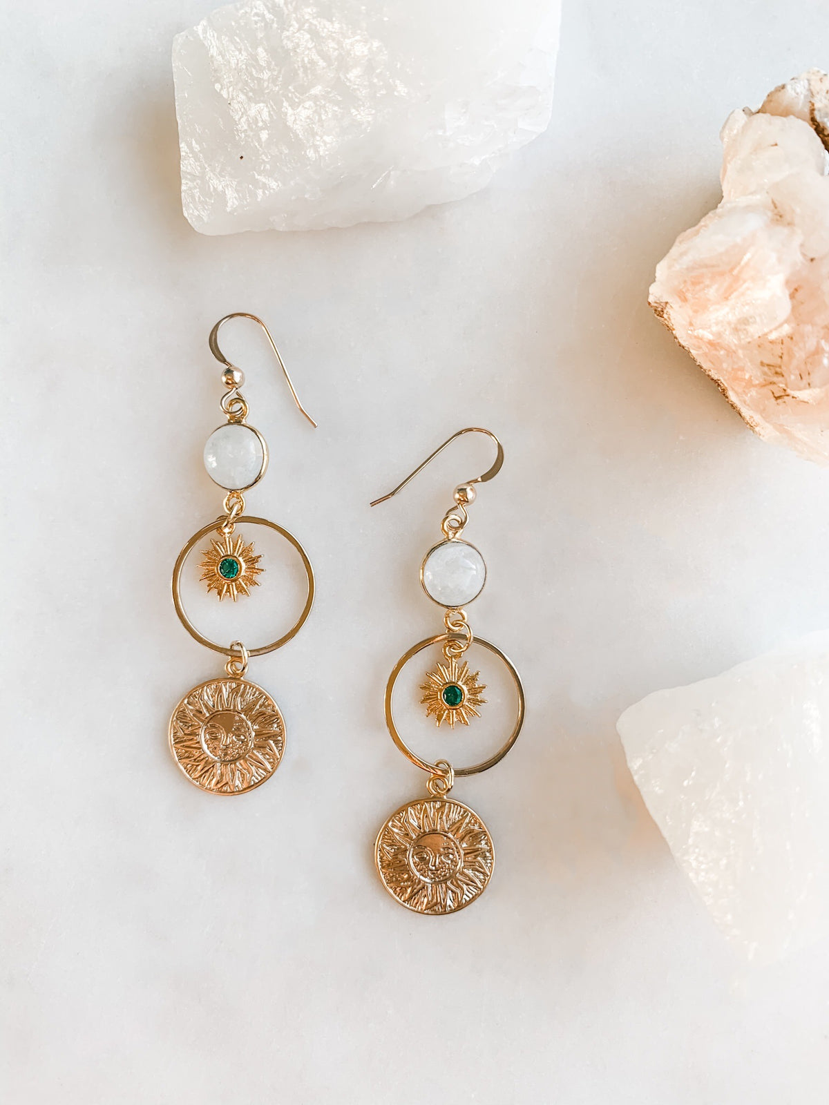 Emerald Sun Earrings - The Pretty Eclectic
