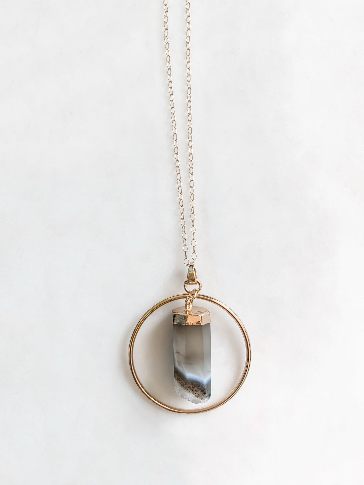 Quartz Hoop Necklace - The Pretty Eclectic