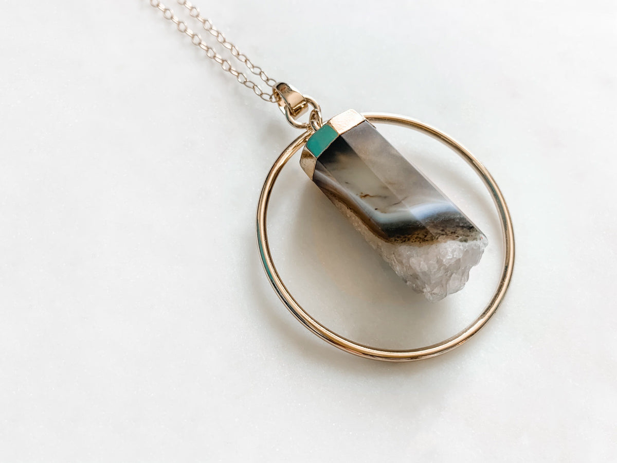 Quartz Hoop Necklace - The Pretty Eclectic