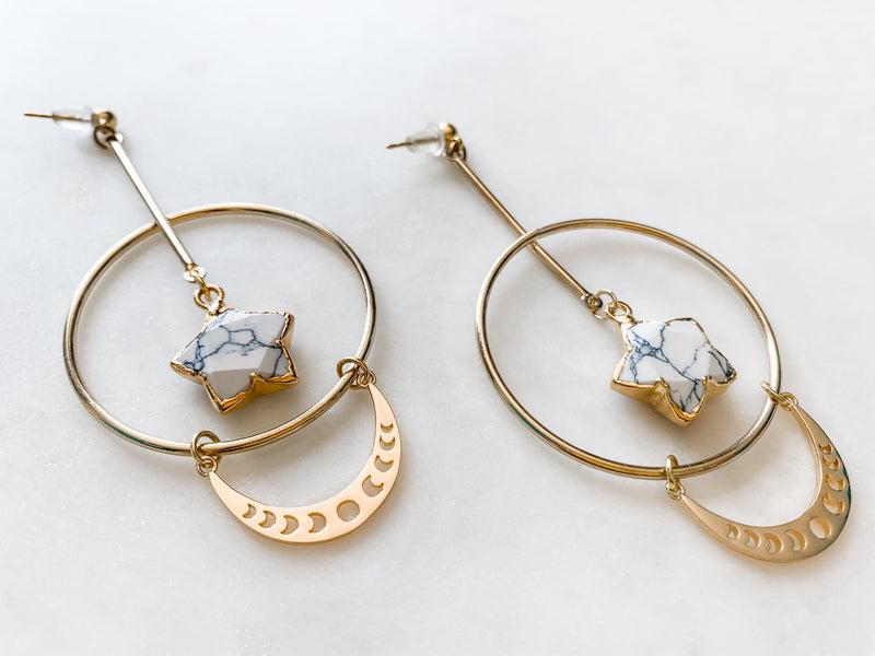 Star and Moon Phase Earrings - The Pretty Eclectic