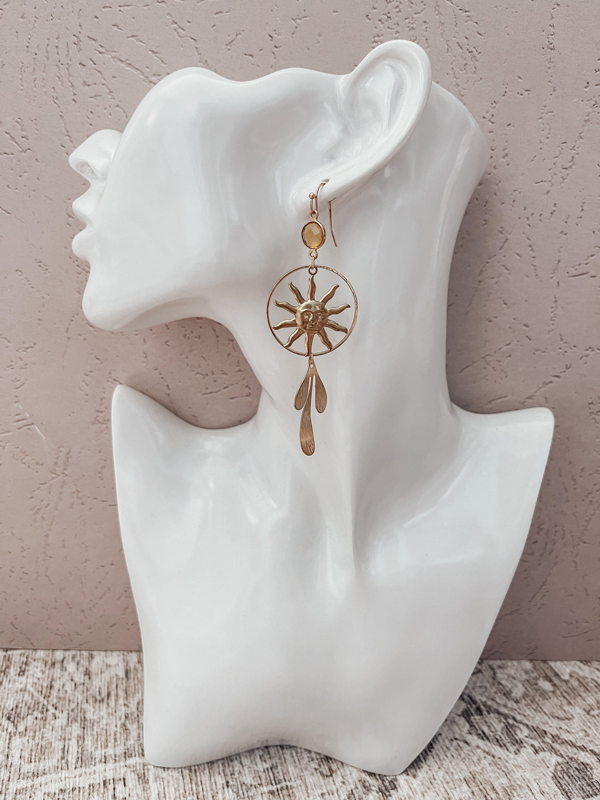 Sun Citrine Leaf Earrings