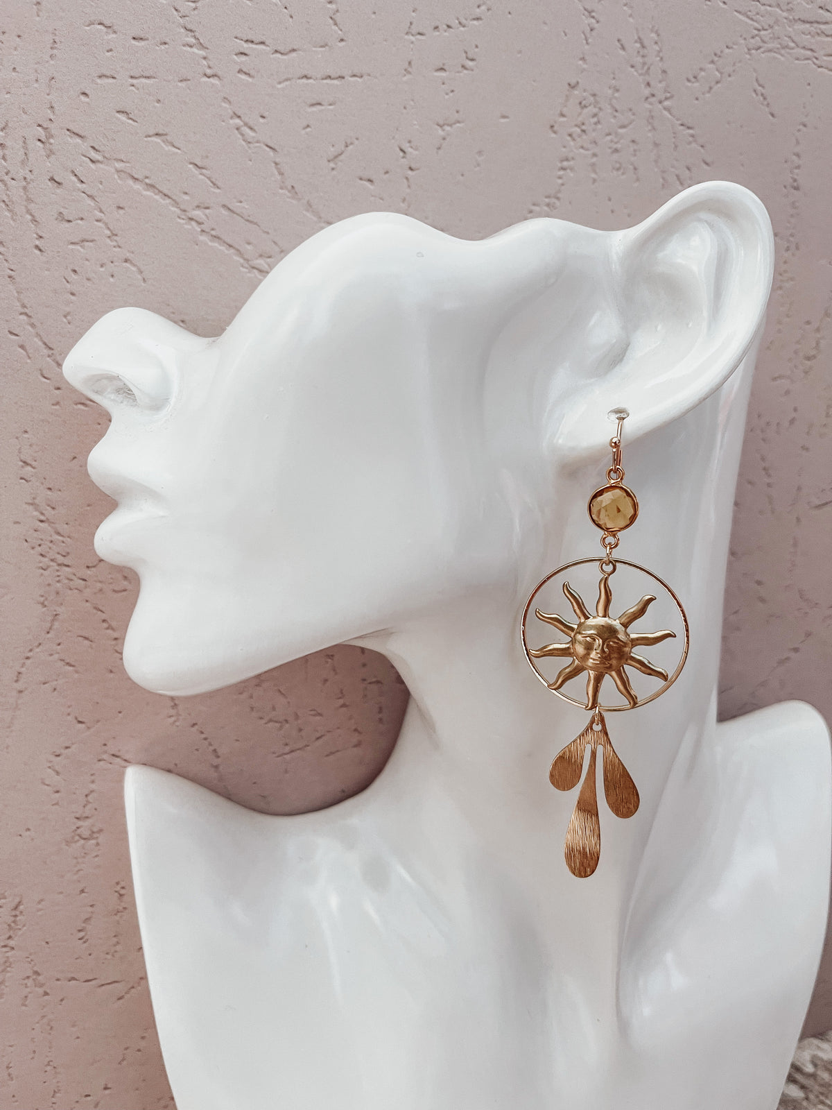 Sun Citrine Leaf Earrings