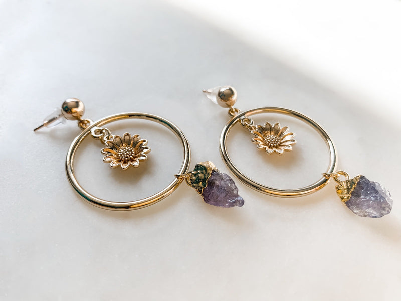 Flower & Tanzanite Earrings - The Pretty Eclectic