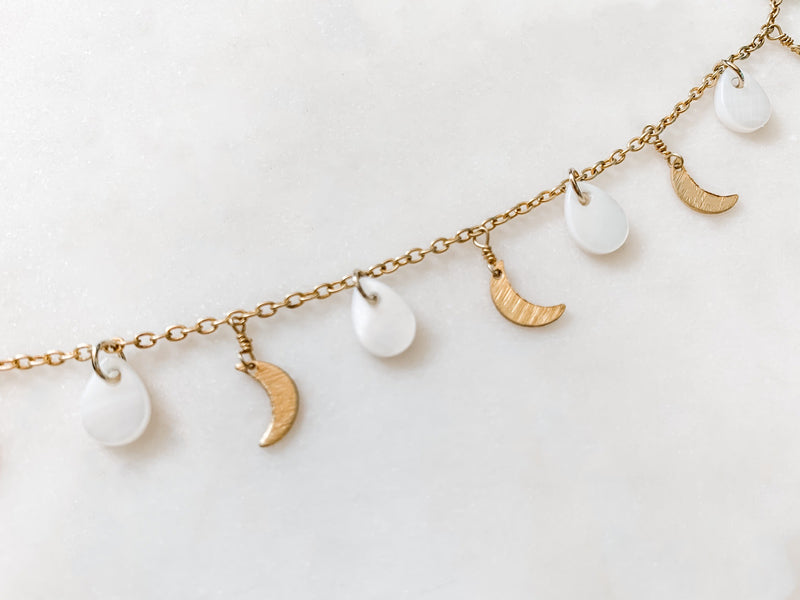 Moon and Pearl Anklet - The Pretty Eclectic