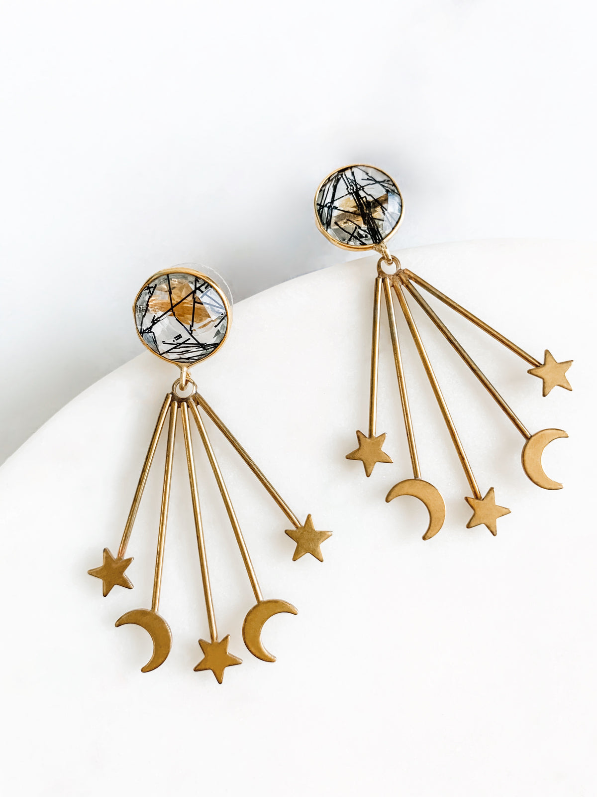 Shoot For The Stars - Rutilated Quartz Earrings