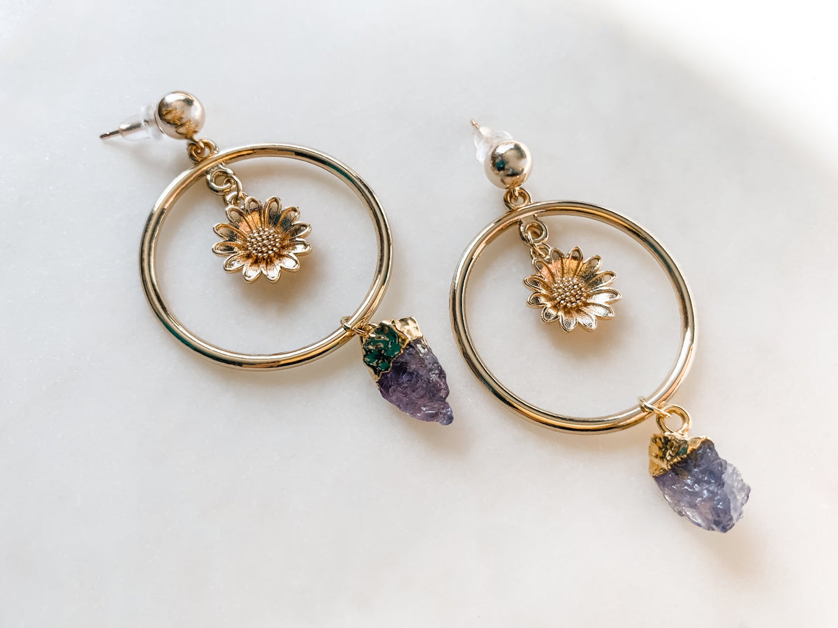 Flower & Tanzanite Earrings - The Pretty Eclectic