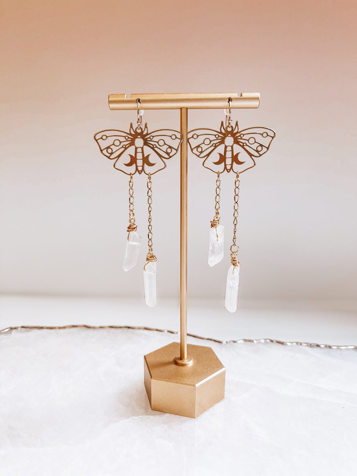 Moth Quartz Earrings