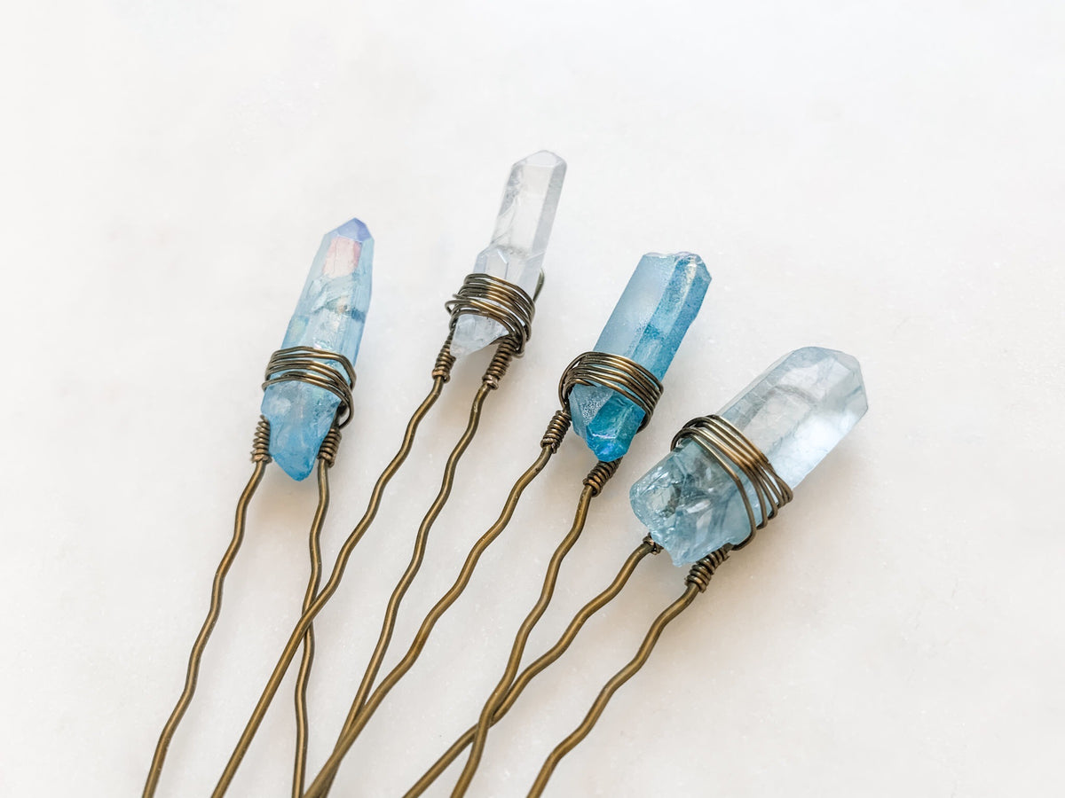 Shades of Blue Quartz Pin Set - The Pretty Eclectic