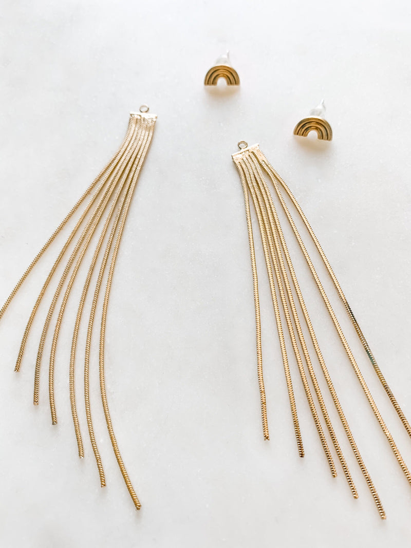 Golden Rainbow Studs and Ear Jackets - The Pretty Eclectic