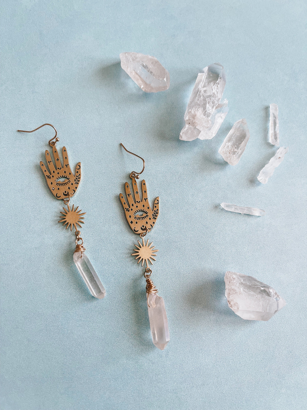 Third Eye Hand Crystal Earrings