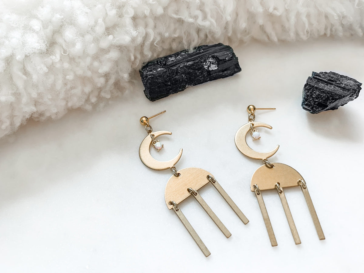 Harvest Moon - Opal Earrings - The Pretty Eclectic