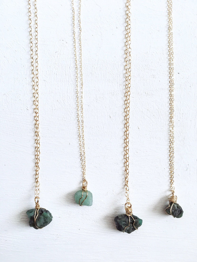 Raw Emerald Necklace - The Pretty Eclectic