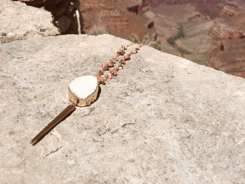 Rhodonite and Druzy Quartz Necklace - The Pretty Eclectic