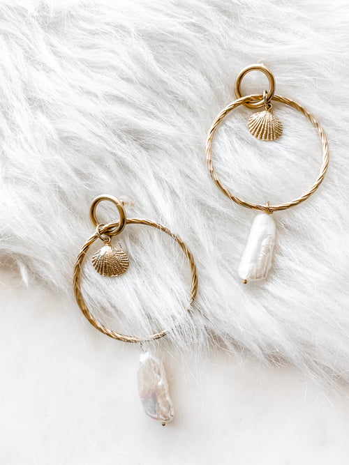 Capri - Pearl Hoop Earrings - The Pretty Eclectic