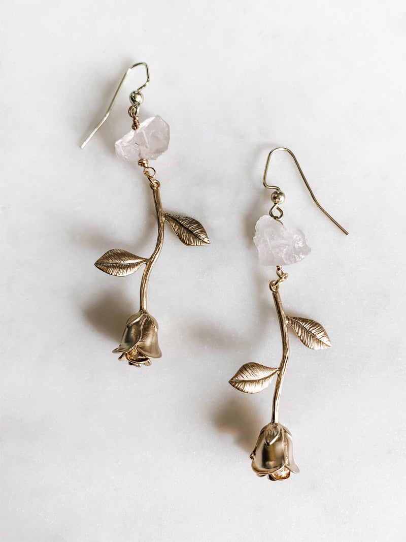 Gilded Rose - Quartz Earrings - The Pretty Eclectic