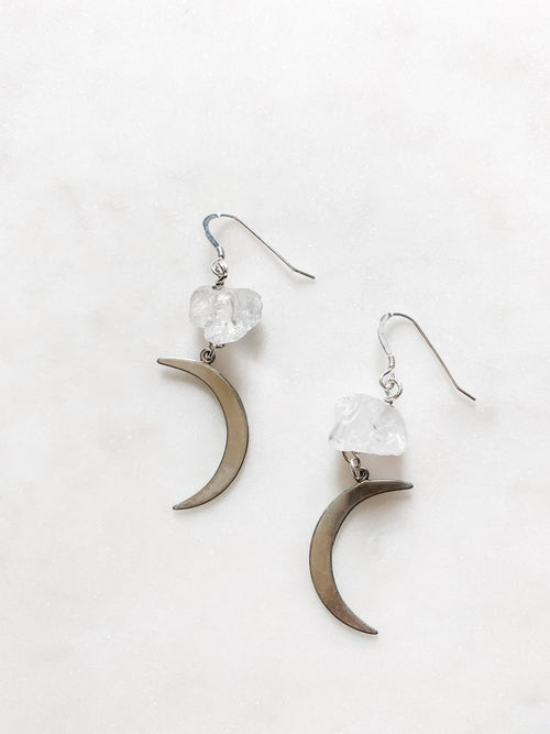 Celine - Quartz Crescent Moon Earrings - The Pretty Eclectic