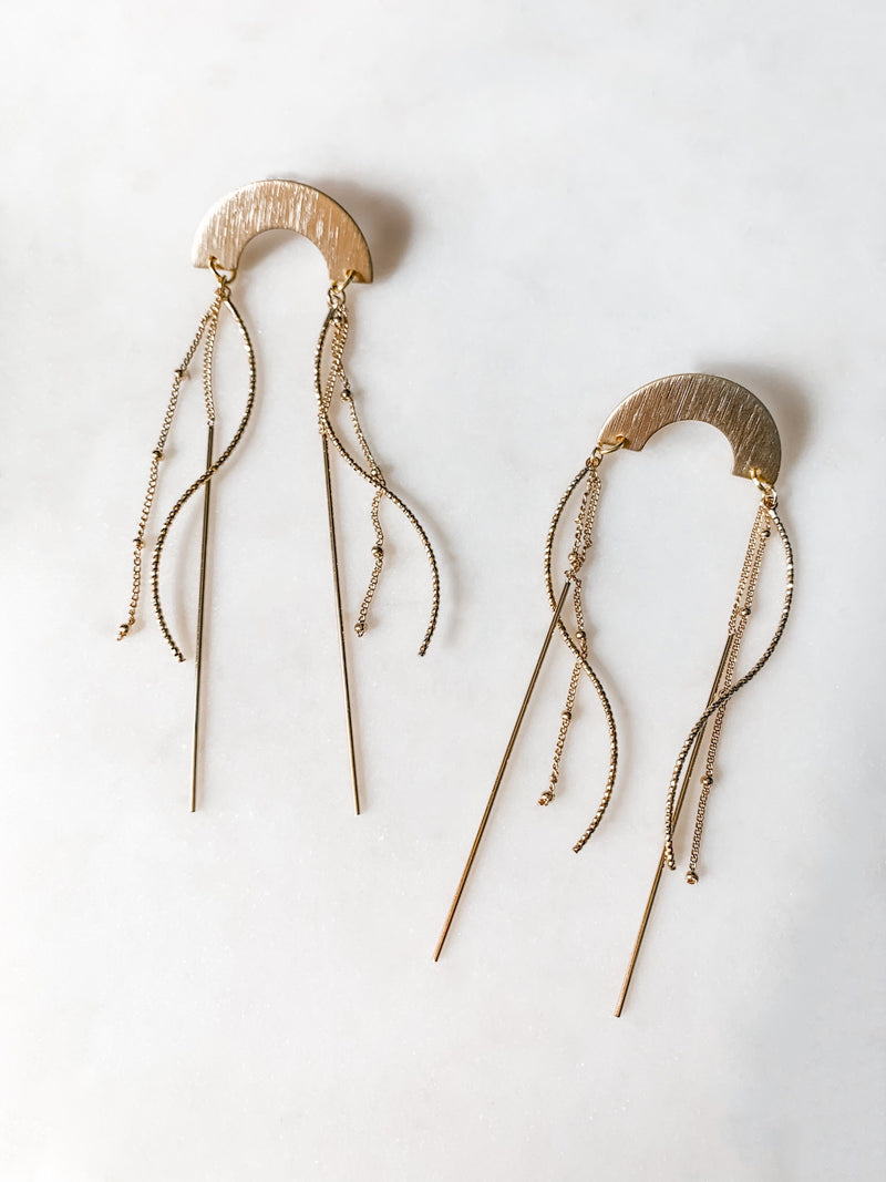 Jellyfish - Chain Tassel Arch Earrings - The Pretty Eclectic
