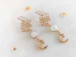 Daisy in the Sky with Moonstones Earrings - The Pretty Eclectic