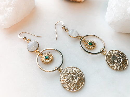 Emerald Sun Earrings - The Pretty Eclectic