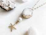 Quartz Druzy and Starfish Necklace - The Pretty Eclectic