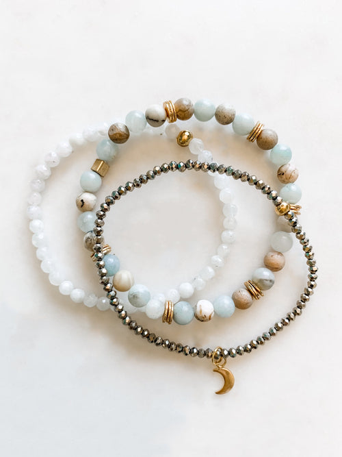 Aquamarine Bracelet Set - The Pretty Eclectic