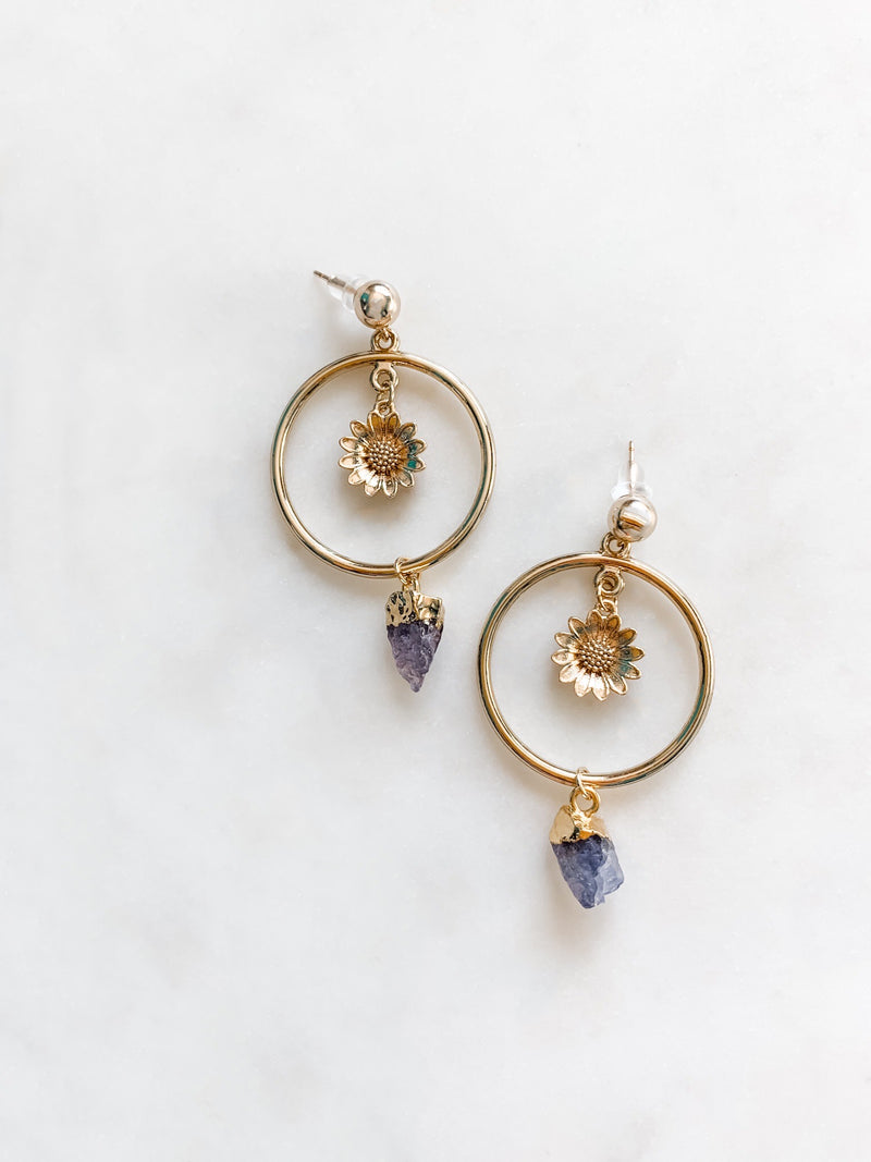 Flower & Tanzanite Earrings - The Pretty Eclectic