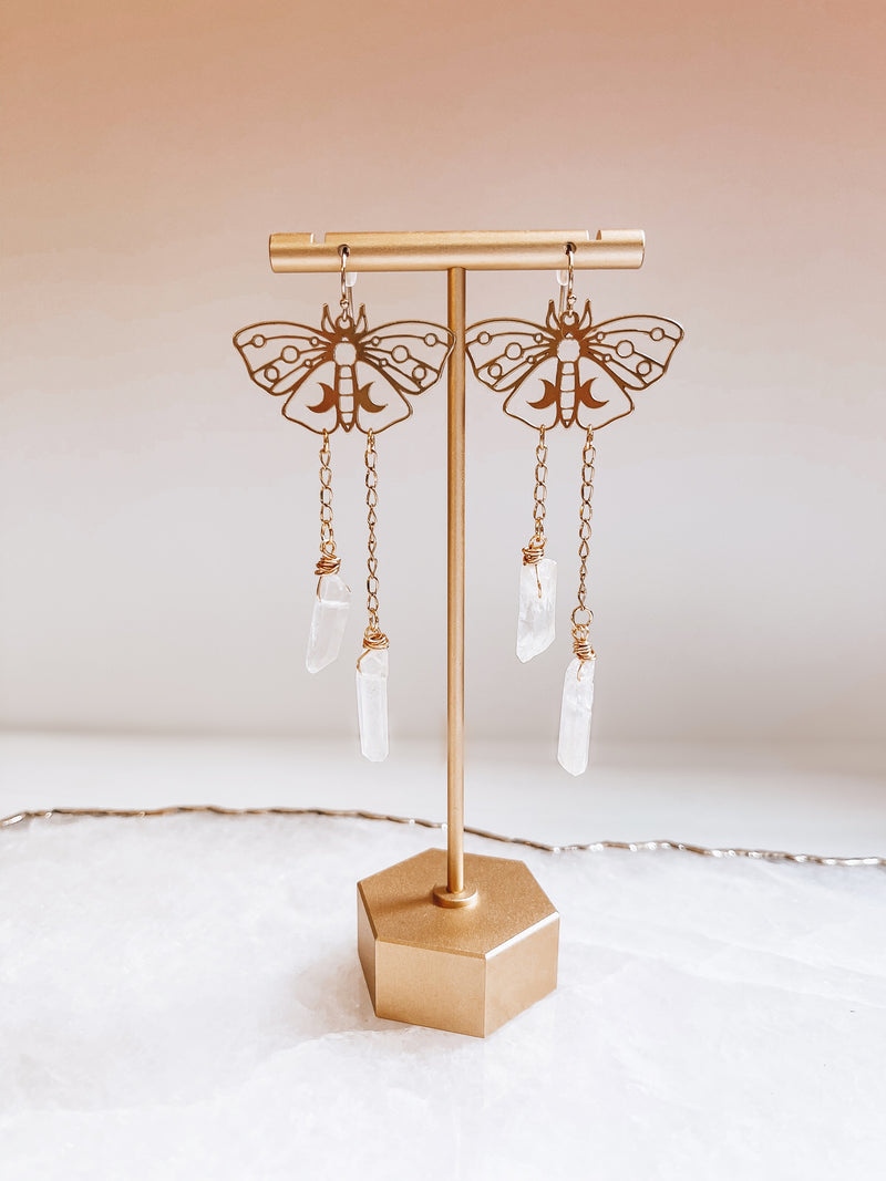 Moth Quartz Earrings