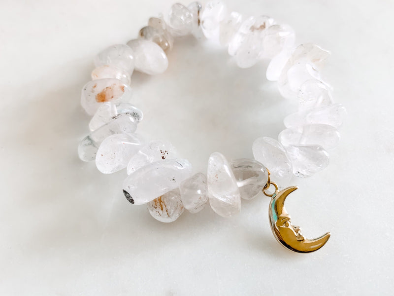Quartz Crystal Moon Bracelet - The Pretty Eclectic